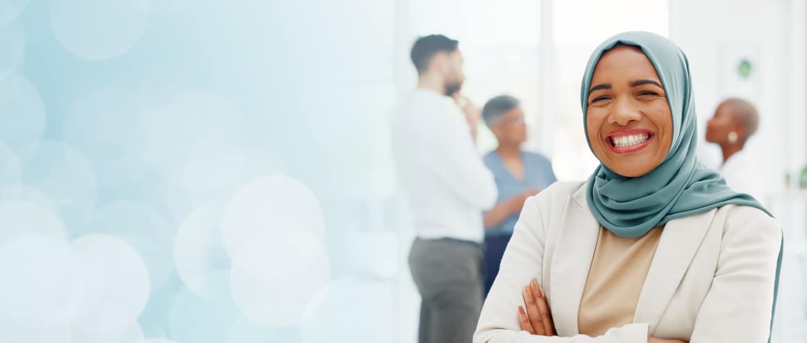 Smiling professional in hijab