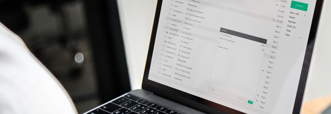 Laptop screen with email inbox